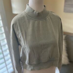 NEW Celebrity Pink Light Blue Mock Neck Crop Sweatshirt